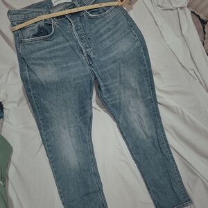 Denim Forum Medium Blue Jeans with Branded Waistband
